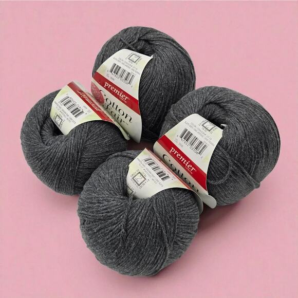 4 Skeins Premier Yarns Cotton Fair Cotton Acrylic Blend Slate Grey 27-13 (Fine) - Picture 4 of 9